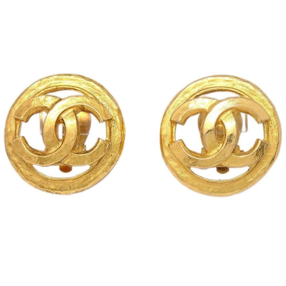 Chanel Button Clip-On Earrings Gold 94P 154832